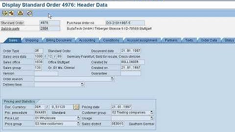SAP How to go into Sales Order Header?
