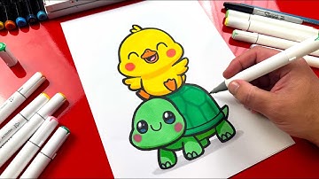 How To Draw A Funny Duck And Turtle