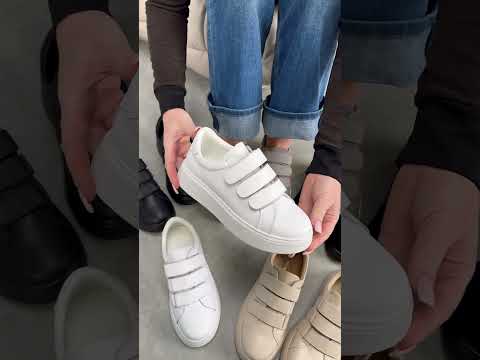 Універсальні чорні кеди на липучках натуральна шкіра на потовщеній підошві, відео 1