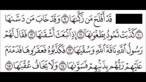 سورة الشمس من ٩ الى ١٢