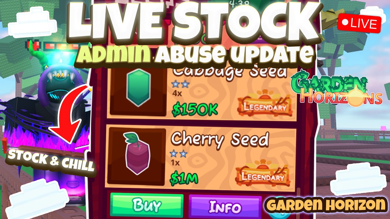 🔴GARDEN HORIZON STOCK LIVE 24/7 | REAL TIME SEEDS AND GEARS ADMIN ABUSE UPDATE