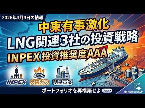 中東有事激化とLNGインフラ関連3社（INPEX、大阪ガス、明星工業）の投資戦略