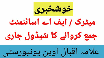 Assignment Schedule of Metric and FA | AIOU Spring 2021