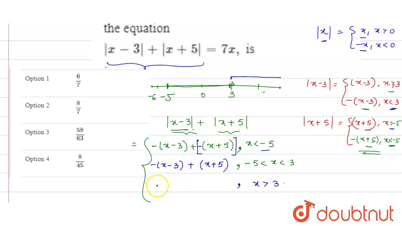 Sum Of All The Solutions Of The Equation X 3 X 5 7x Is Youtube