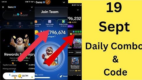 19th September GEMZ Daily Combo & Cipher Solution 19th September Today (5,000,000 Coins)