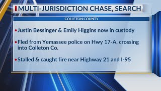 2 arrested after multi-jurisdiction pursuit, search; both wanted for thefts