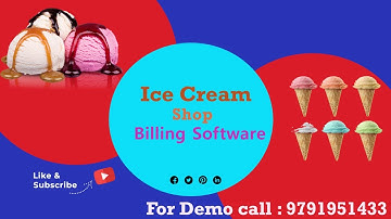 Ice Cream Bar Shop Billing Software and Sweet Stall l Milk Shop Billing Software