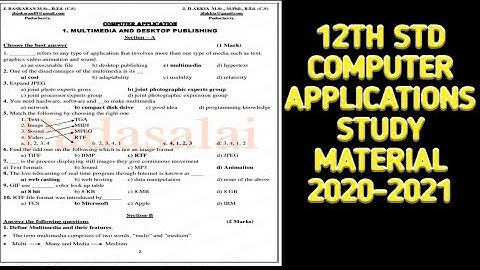 12th std computer applications study material 2020-2021