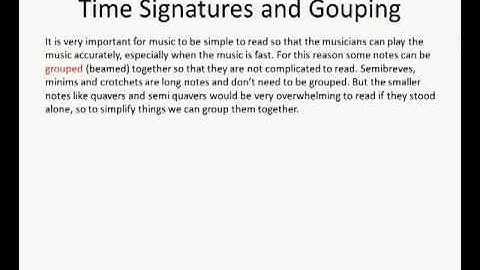 Time Signatures and Grouping