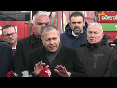 Ali Yerlikaya, Kemal Memişoğlu, Mehmet Nuri Ersoy ve Vedat Işıkhan, Kartalkaya'da açıklama yapıyor