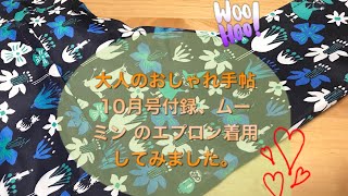 大人のおしゃれ手帖　10月号増刊付録、ムーミン のエプロン着用してみました。