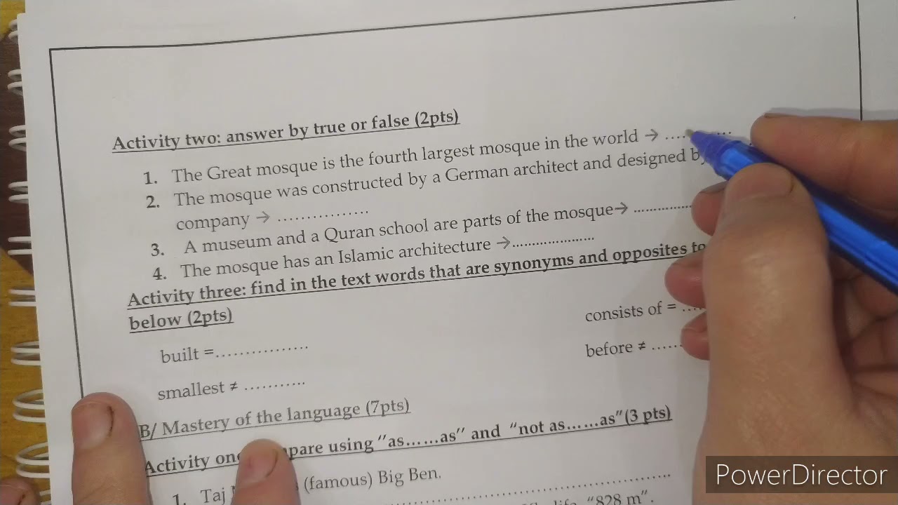 الفرض الاول للانجليزيةالفصل الاول الرابعة متوسط الجيل الثاني