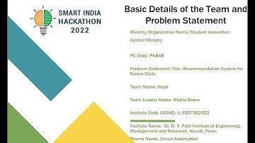 Smart India Hackathon 2022 Team Hash - PK848