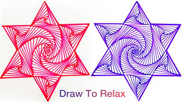 Simple Spiral Art Tutorial In Star Shape ⭐️ | How to Draw 3d Geometric Design ✍️| 3D Illusions Art