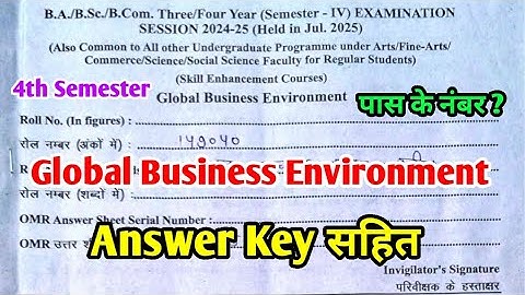 Global Business Environment | B.A B.Sc B.Com 4th Semester Exam 2025 Paper Answer Key | RU SEC Paper
