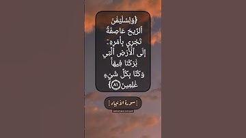 سورة الأنبياء الآية ٨١ و ٨٢ بصوت الشيخ محمد صديق المنشاوي