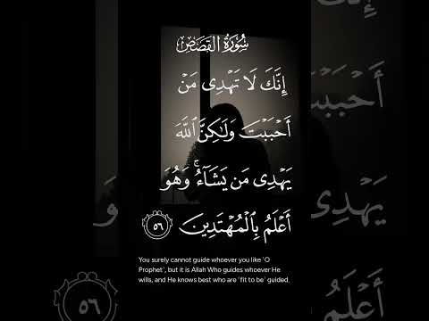 سورة القصص أنك لاتهدى من أحببت ولكن الله يهدى من يشاء وهوأعلم بالمهتدين الاية ٥٦