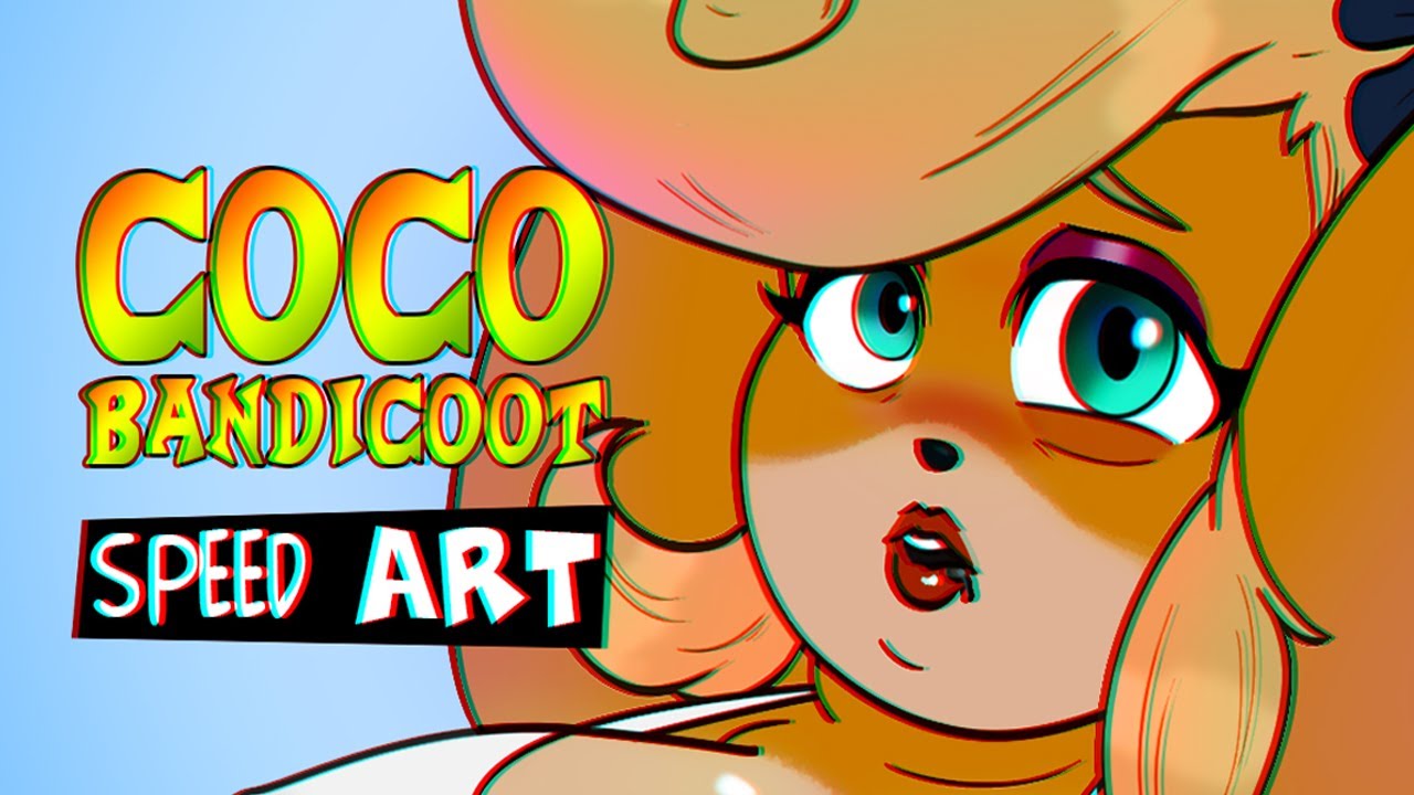 Drawing FAT ART Coco Bandicoot as SSBBW SpeedUp drawing process