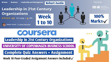 Leadership in 21st Century Organizations | Coursera | Week 1 to 10 | Complete Quiz Answers