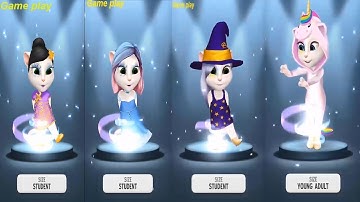 My Talking Angela Golden Flower vs Crystal Princess Dress vs Unicorn Outfit Vs Halloween Costume