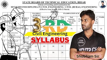 Bihar Polytechnic 3rd Semester Civil Engineering Syllabus| sbte bihar 3rd sem syllabus civil engg.|
