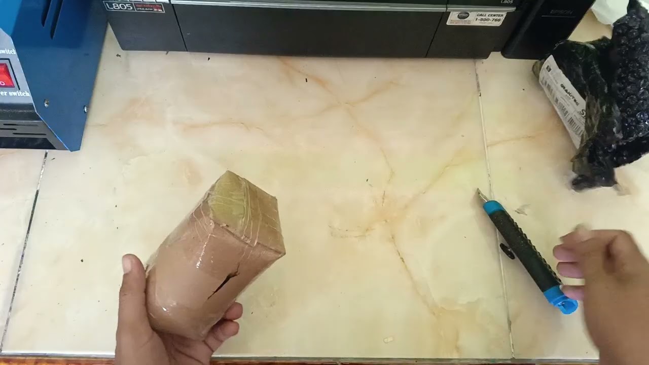 Unboxing paket karet stempel flash bulat