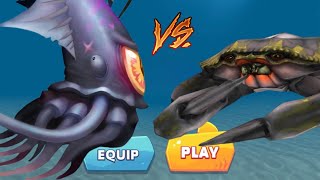 GIANT SQUID BOSS VS GIANT CRAB BOSS - Hungry Shark World VS Hungry Shark Evolution