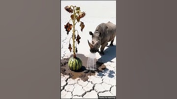Rhino saves watermelon plants from drying out by watering them 😭 #ai​ #plants​ #save​ #water​