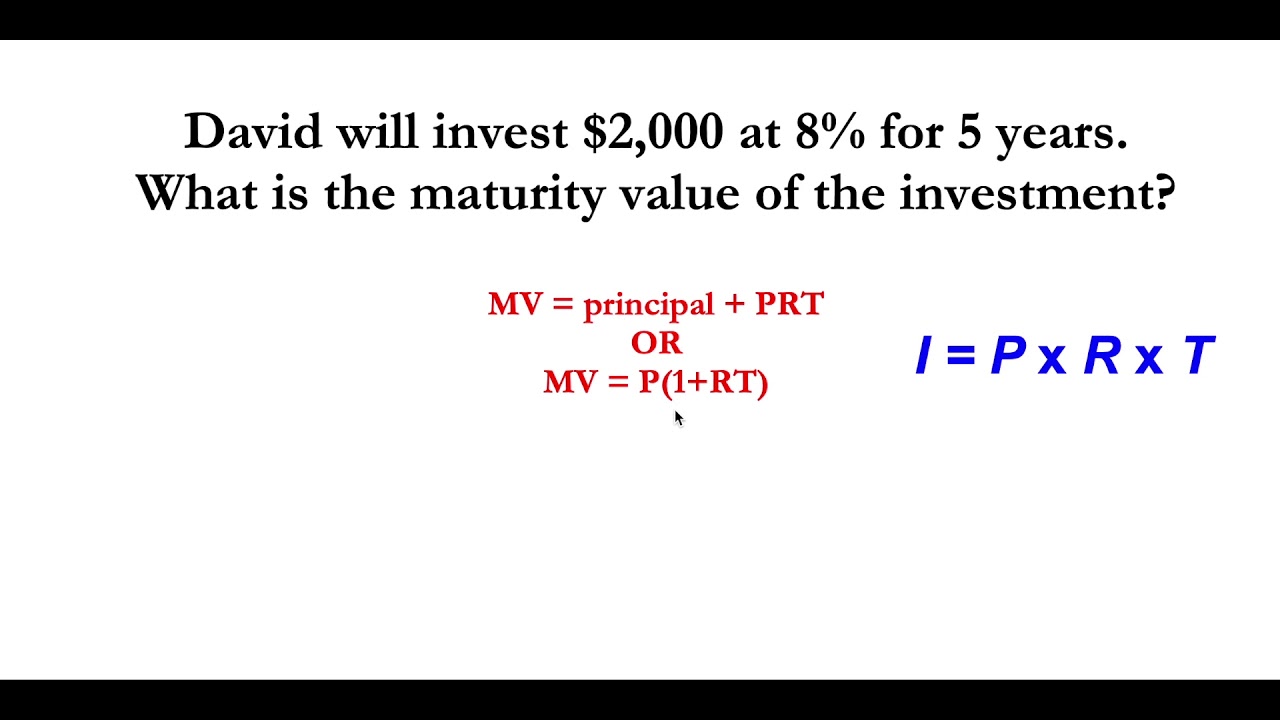 How To Find Maturity Value easy Formula Finding Maturity Value Dr 