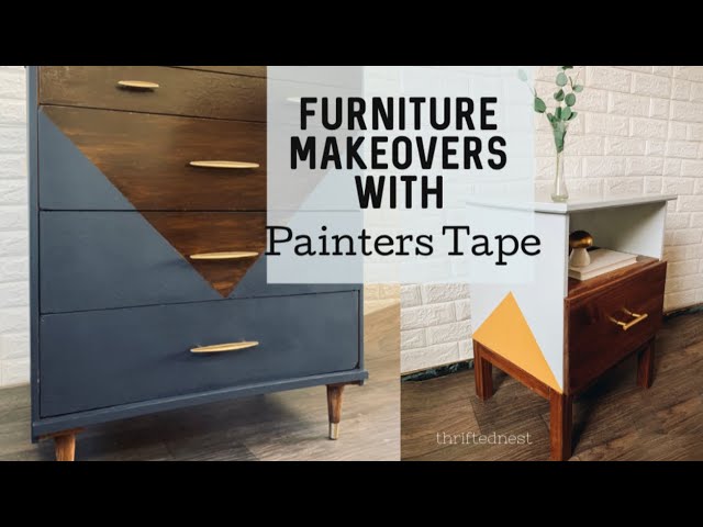 How to Paint a Geometric Design  Ikea Tarva Hack Furniture Makeover with  Painters Tape 