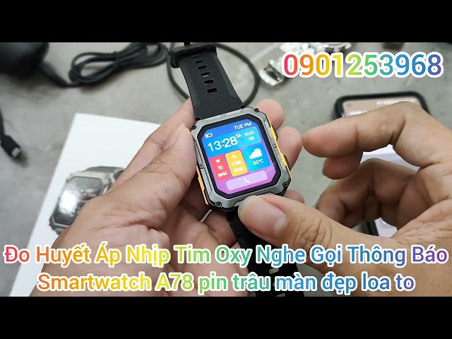 Đo Huyết Áp Nhịp Tim Oxy Stress GPS Thể Thao Nghe Gọi Thông Báo = Smartwatch A78 pin trâu màn đẹp