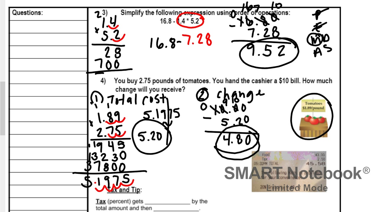 Lesson 2.5 Multiplying Decimals - YouTube