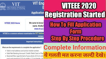 Viteee 2020 registration started - How To Fill Viteee Application form