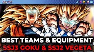 Best TEAMS & EQUIPMENTS For ULTRA SSJ3 Goku & SSJ2 Vegeta 8th Anniversary! (Dragon Ball Legends)