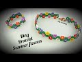 Summer jewelry/Colorful flowers jewelry/Bracelet and ring with colored daisies/Diy Beading