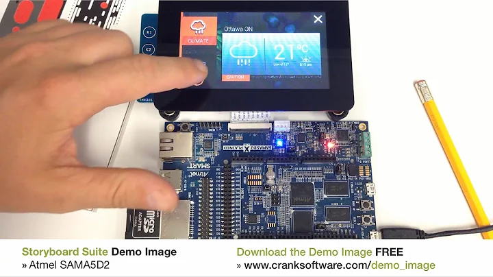 Crank Storyboard sample graphics running on the Atmel SAMA5D2 | Embedded GUI demo