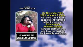 Elaine Helen Nicholas-Joseph ~ Short Obituary