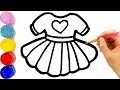 Cara Menggambar dan Mewarnai Gaun Pelangi | Glitter Rainbow Dresses coloring and drawing for Kids