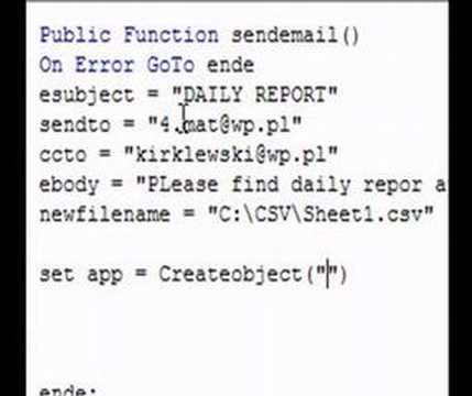 Send email from excel using VBA