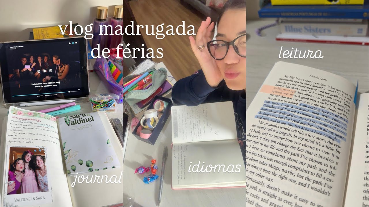 vlog da minha madrugada de férias | journal, idiomas, leitura e mais 