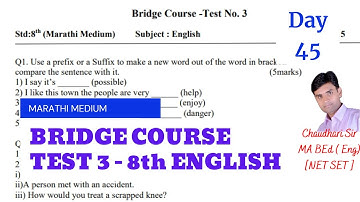 BRIDGE COURSE CLASS 8th TEST 3 ENGLISH