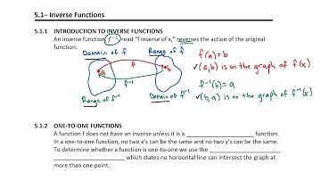 5.1.1-5.1.2 Introduction to Inverse Functions and One-to-One Functions
