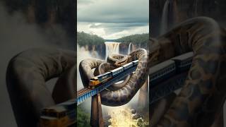 Nature Travel I Python and Train on the Bridge with beautiful waterfalls #trending  #python