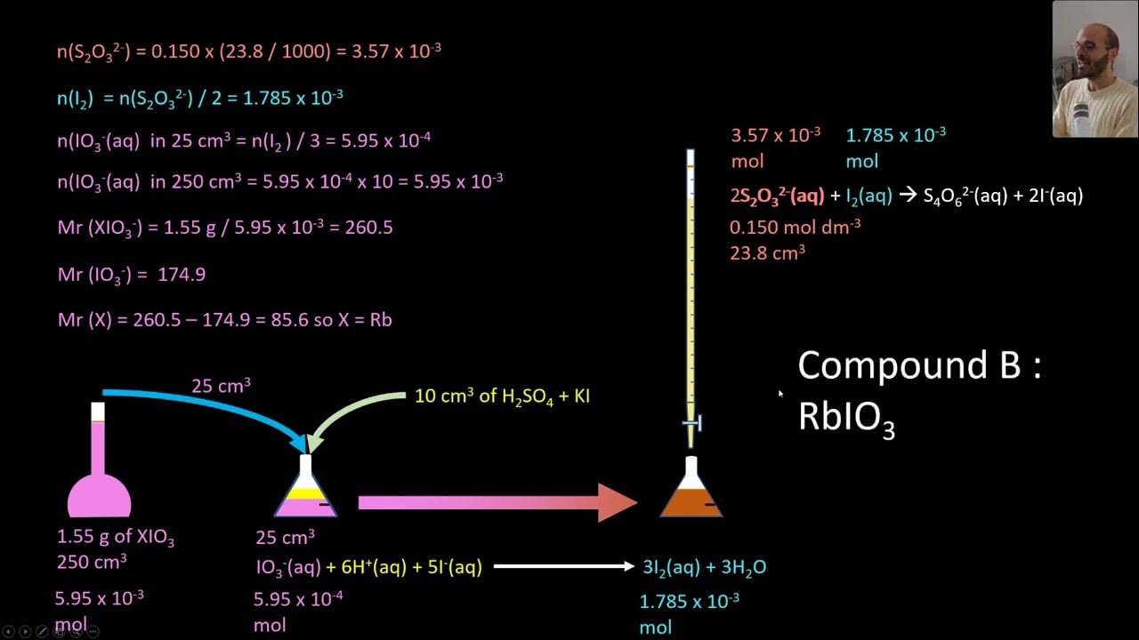 Redox titration with thiosulfate Calculation A Level Chemistry (AQA