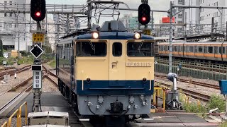 【東京貨物ターミナル駅試単（復路）】国鉄EF65形1000番台1115号機が単機で新宿駅6番線に到着するシーン（試単9534レ）2023.9.26