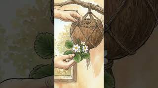 “Tiny Strawberry Garden in Coconut Shell 🥥🍓 | Cozy ASMR