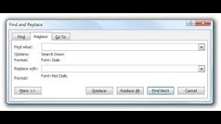 Find and Replace option in MS Word 2010