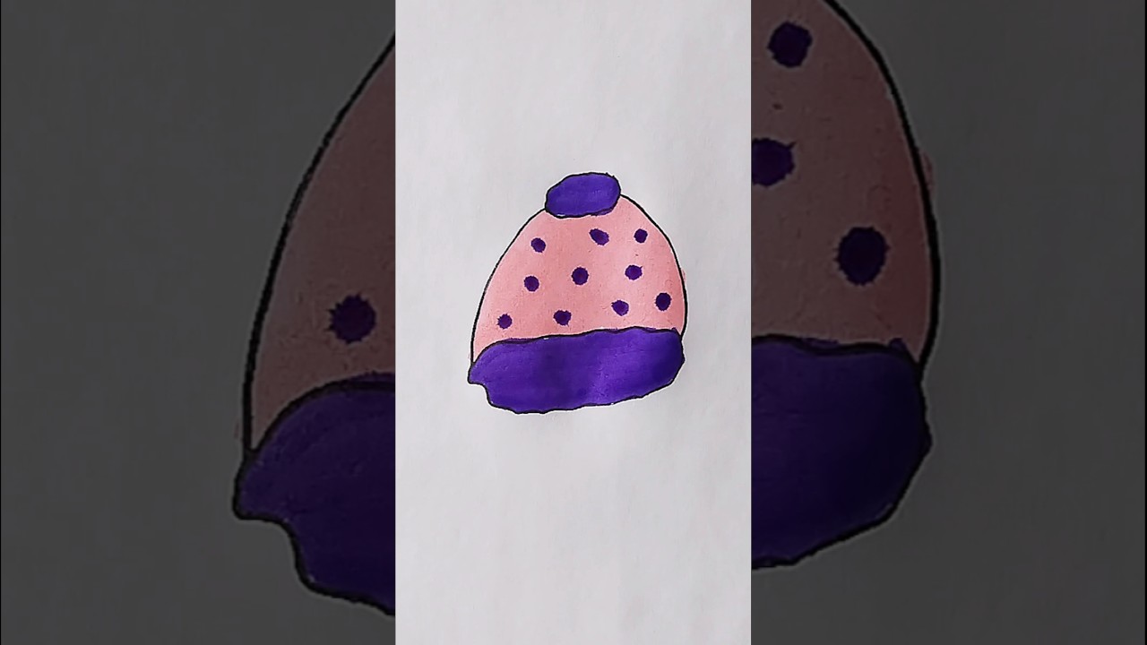 Зимняя шапка: простой рисунок для детей 