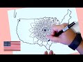 Speed Drawing Map of the USA with Mandala