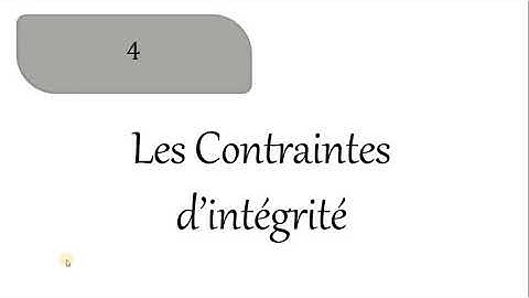 Bases de Données | 05 - Le Modèle Entité/Association : Les Contraintes d